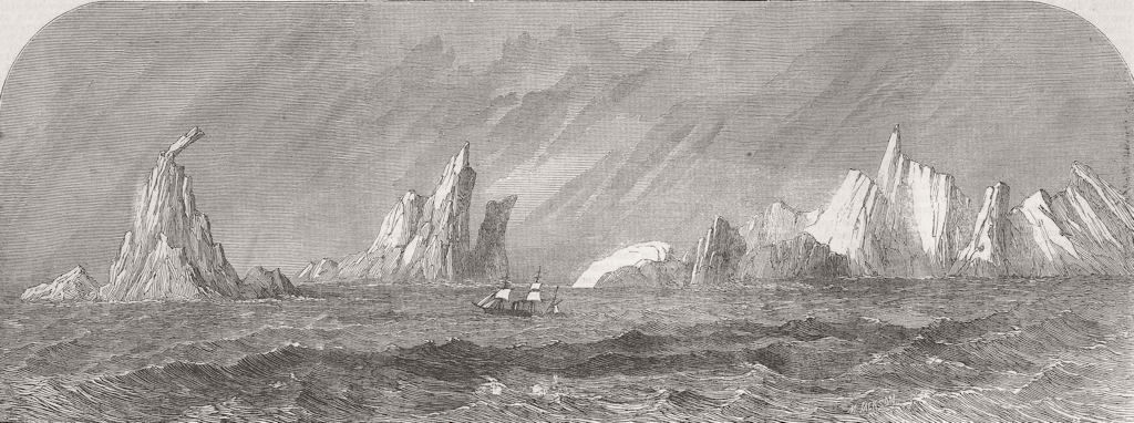 CHILE. Gt Britain among icebergs Cape Horn 1864 old antique print picture