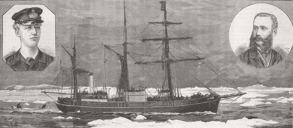 DENMARK. North-Pole Expedition. Dijmphana; Hovgaard 1883 old antique print