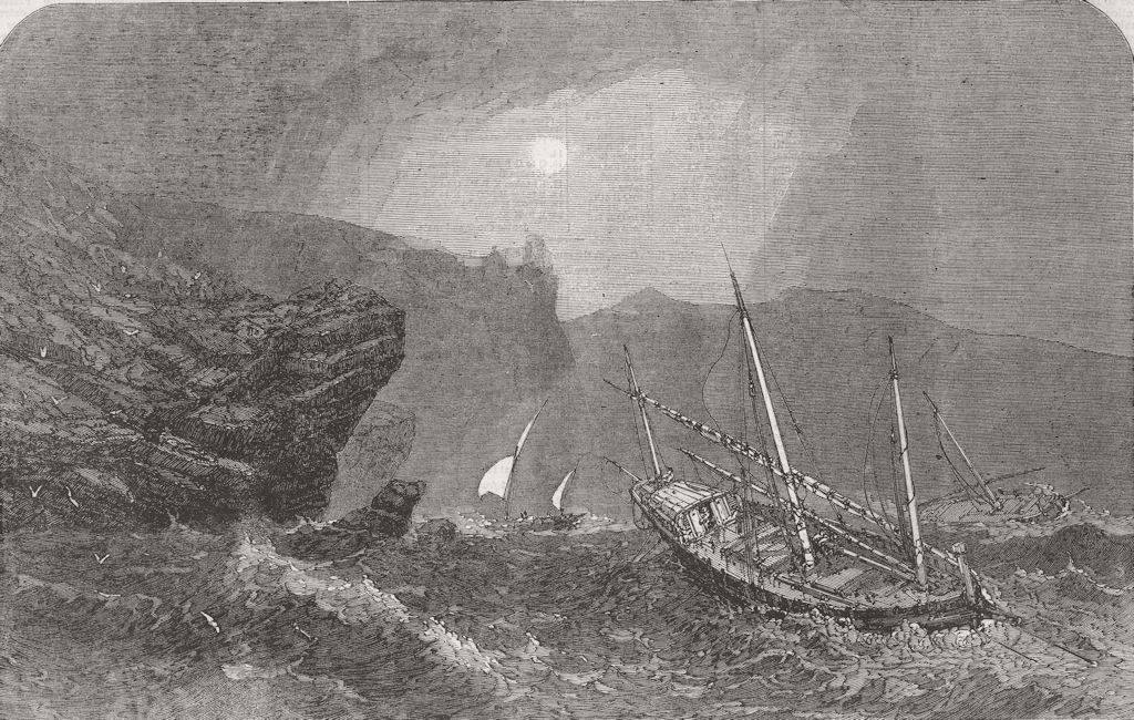ITALY. The rocks of Scylla 1863 old antique vintage print picture