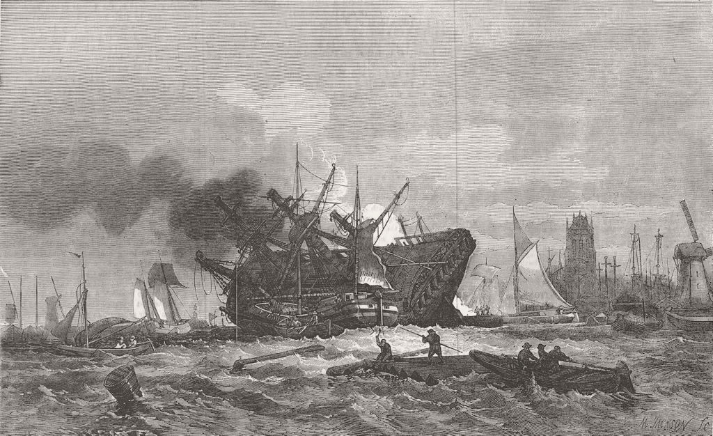 SHIPS. Dutch East Indiaman Hove Down 1856 old antique vintage print picture