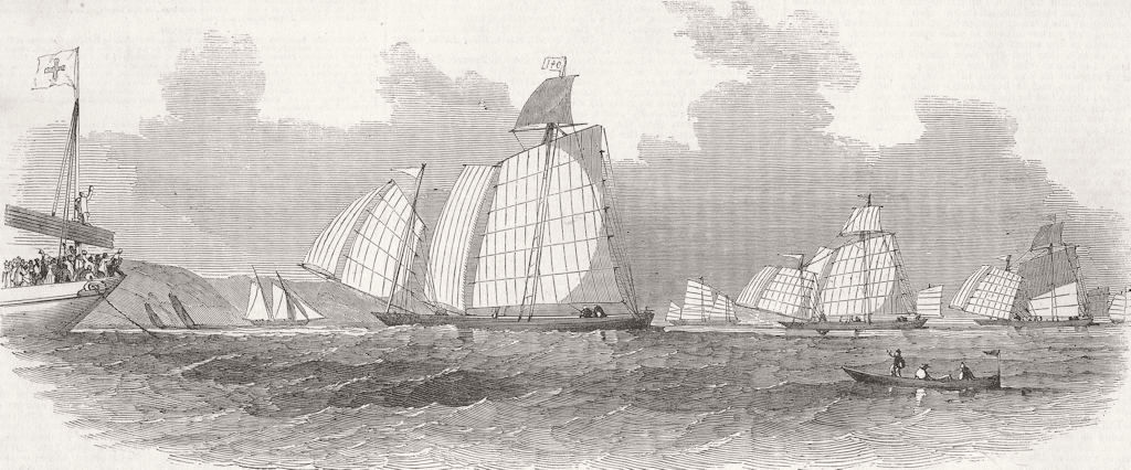 BOATS. Chinese Boat-Race-winning 1853 old antique vintage print picture