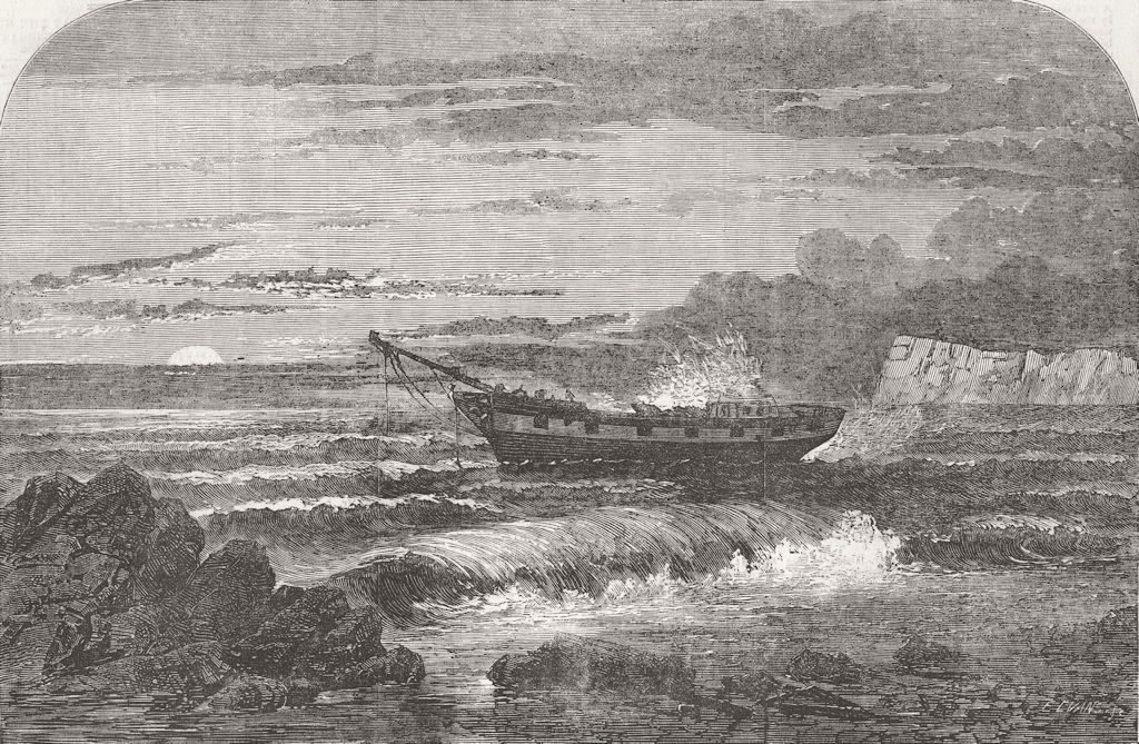 ISLE OF WIGHT. Wreck George Lord  1856 old antique vintage print picture