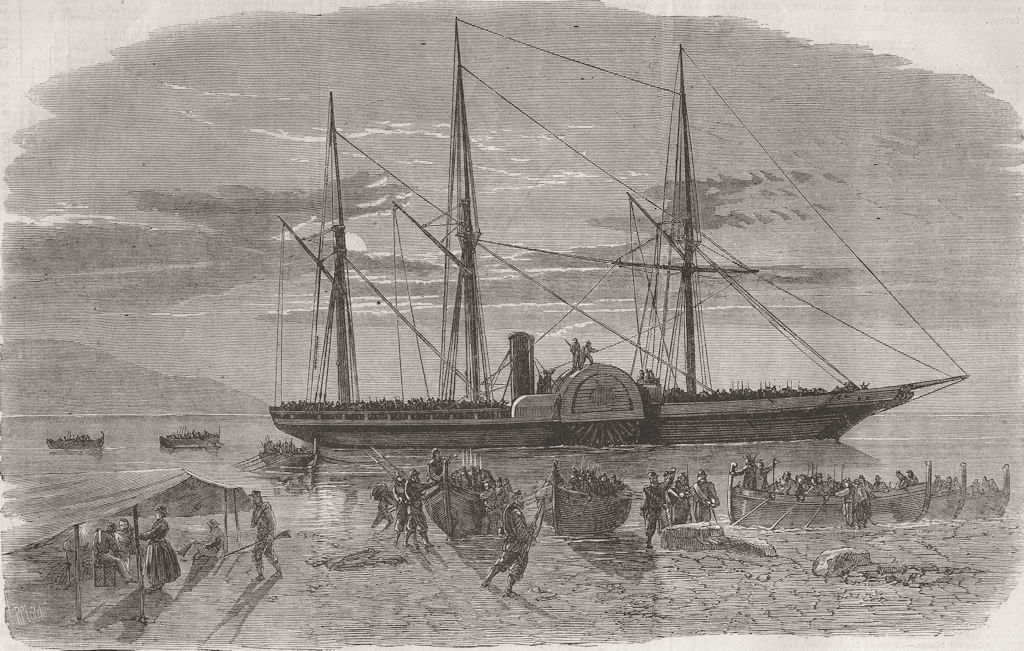 SICILY. Missori expedition, Faro Point, Messina 1860 old antique print picture