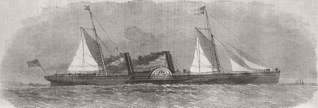 SCOTLAND. New Glasgow & Belfast Mail ship 1860 old antique print picture
