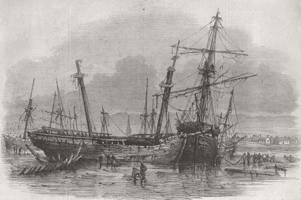 DURHAM. Wind-Wrecks, Hartlepool 1861 old antique vintage print picture