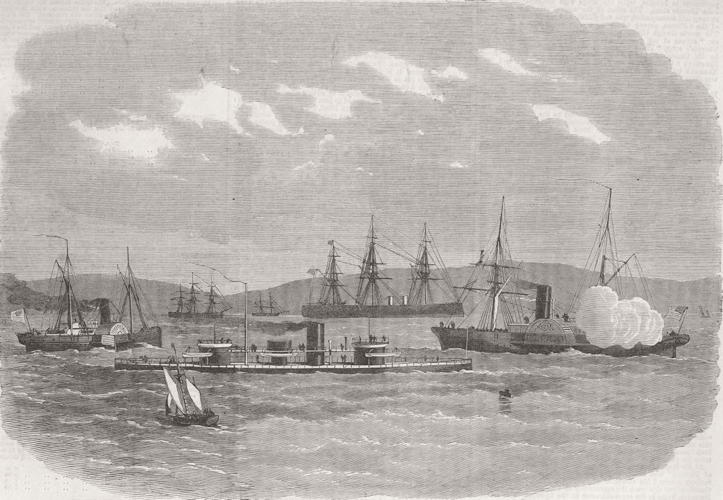 IRELAND. American ships of war, Cork Harbour 1866 old antique print picture