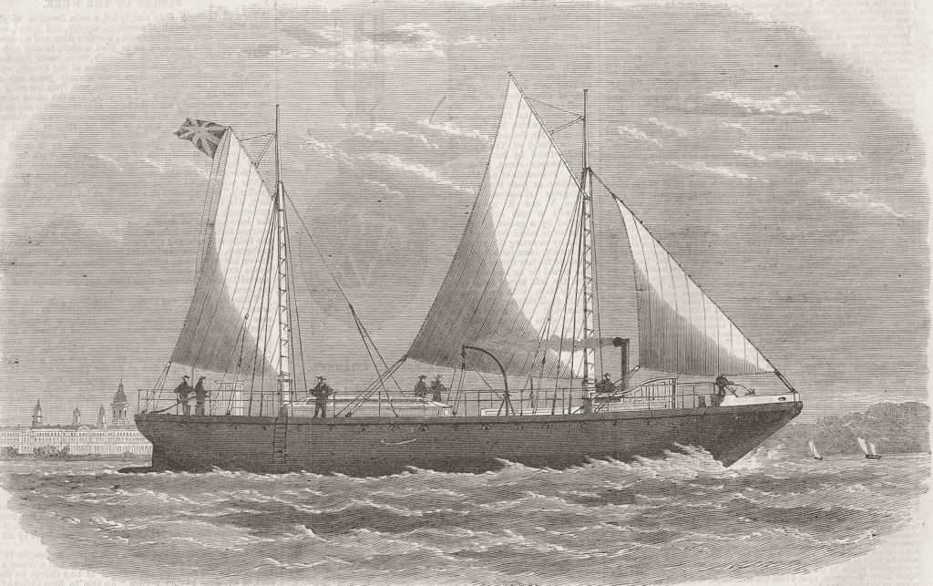 SHIPS. Ambulance barge, Haslar & Netley hospital 1866 old antique print