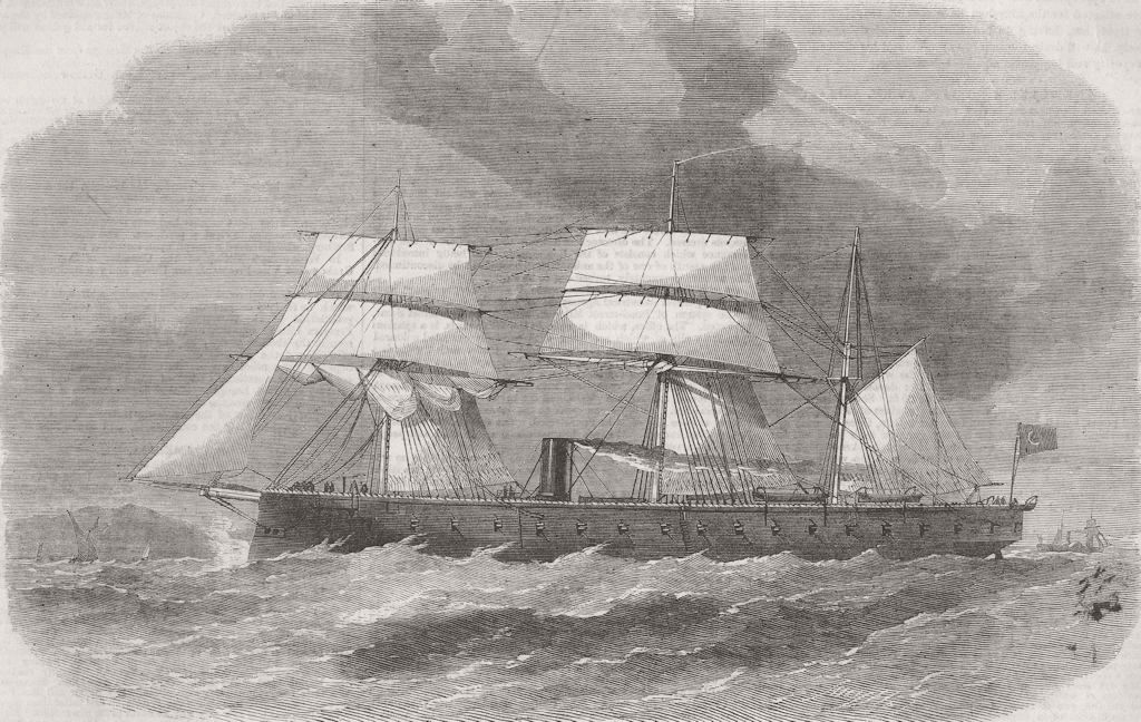 SCOTLAND. Turkish ironclad ship Abdul Aziz 1866 old antique print picture