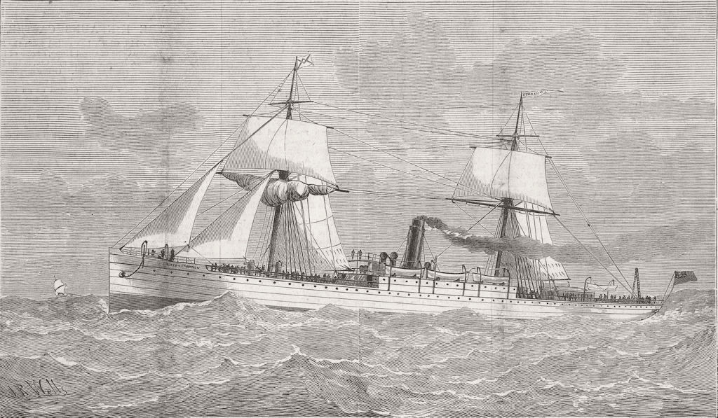 SURREY. Ship Kinfauns Castle, built of steel 1880 old antique print picture
