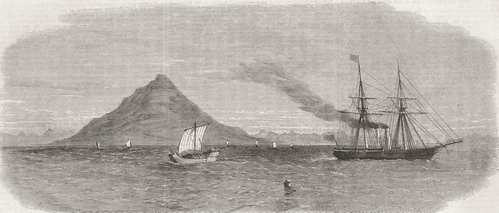 JAPAN. Entry to Kagosima Bay, Satzuma's Stronghold 1863 antique print