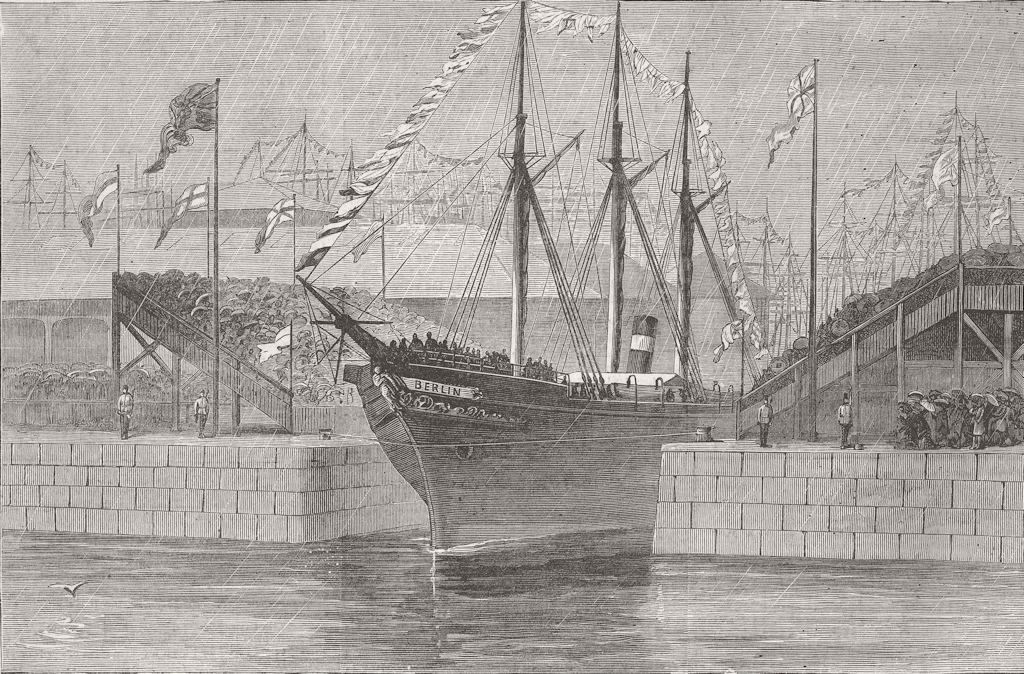 SCOTLAND. Opening new Edinburgh dock, Leith 1881 old antique print picture