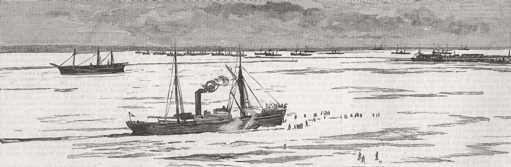 ODESSA. Severe winter, Black Sea- blocked with ice 1883 old antique print