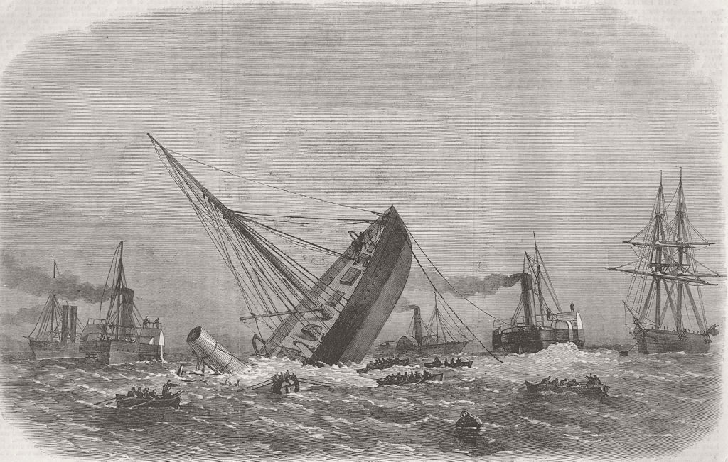 LANCS. Greek warship Bouboulina wreck, Liverpool 1867 old antique print