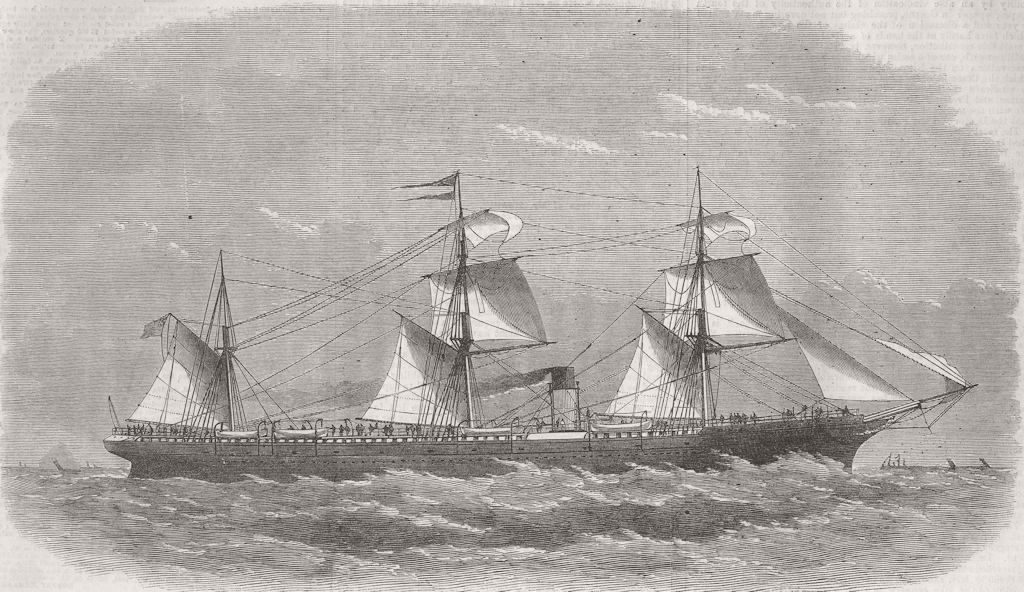 SHIPS. Royal Mail ship Russia, of Cunard Line 1867 old antique print picture