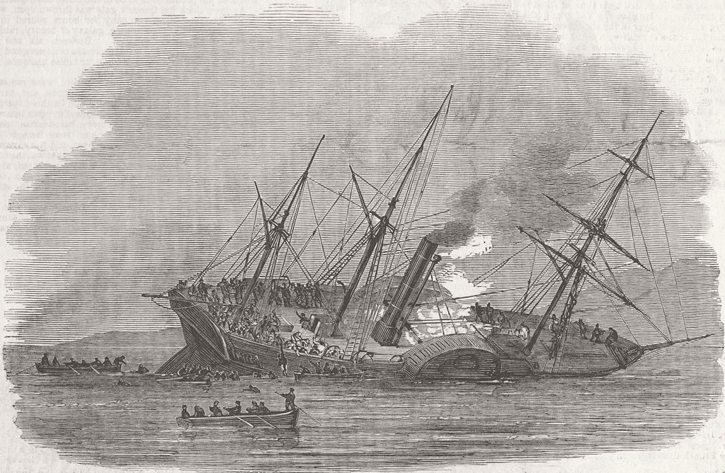 SHIPS. The Orion sinking 1850 old antique vintage print picture