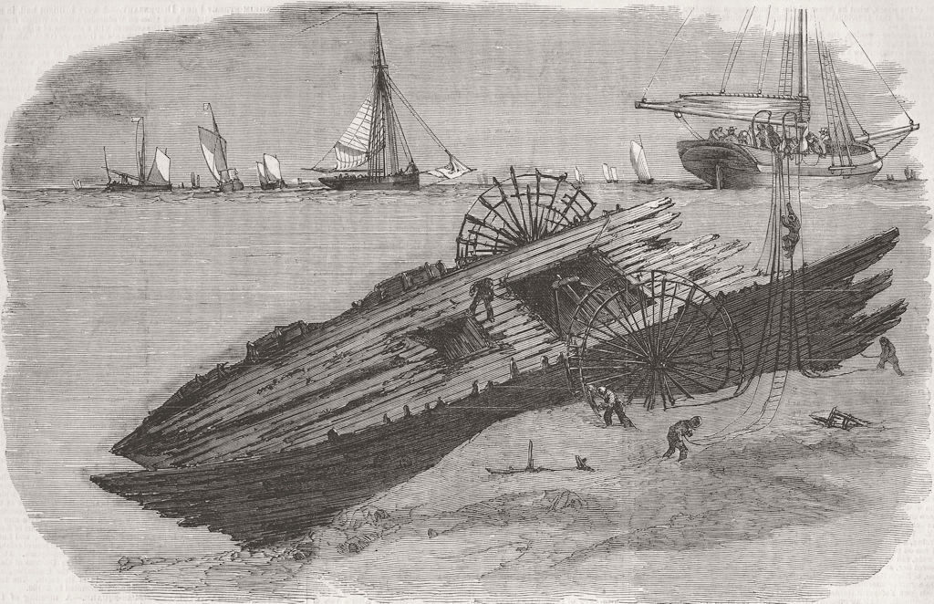 Associate Product KENT. Wreck of Royal Adelaide Ship 1850 old antique vintage print picture