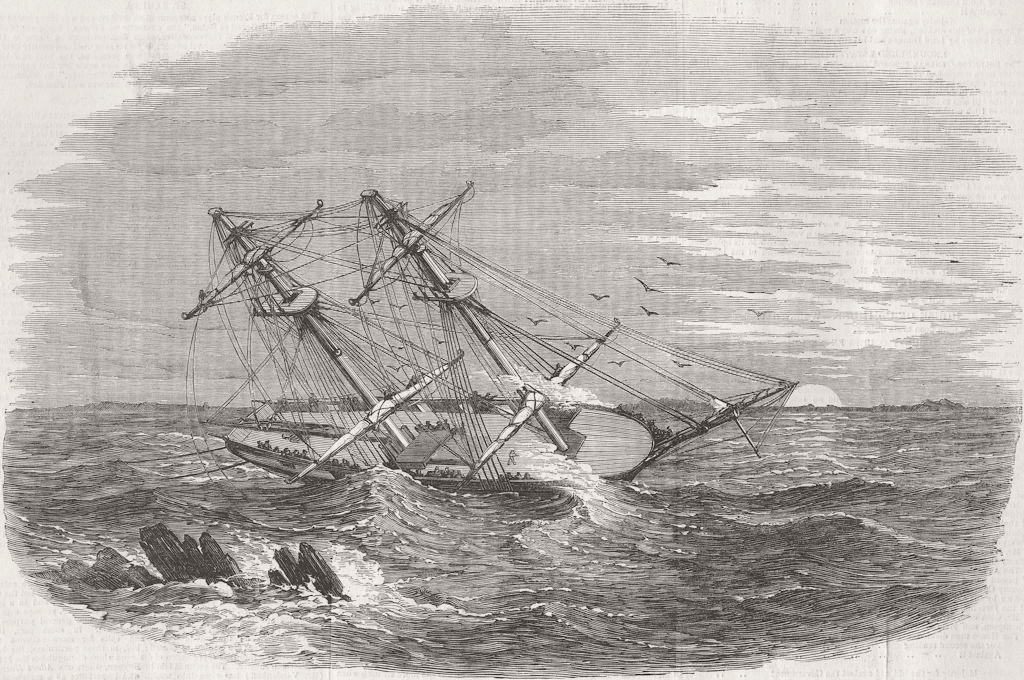 HONDURAS. HMS Sappho, main reef  1850 old antique vintage print picture