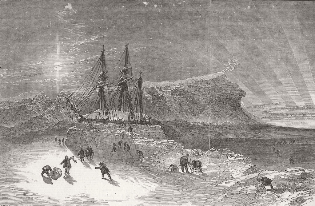 POLAR REGIONS. Investigator snow-walled, for winter 1850 old antique print