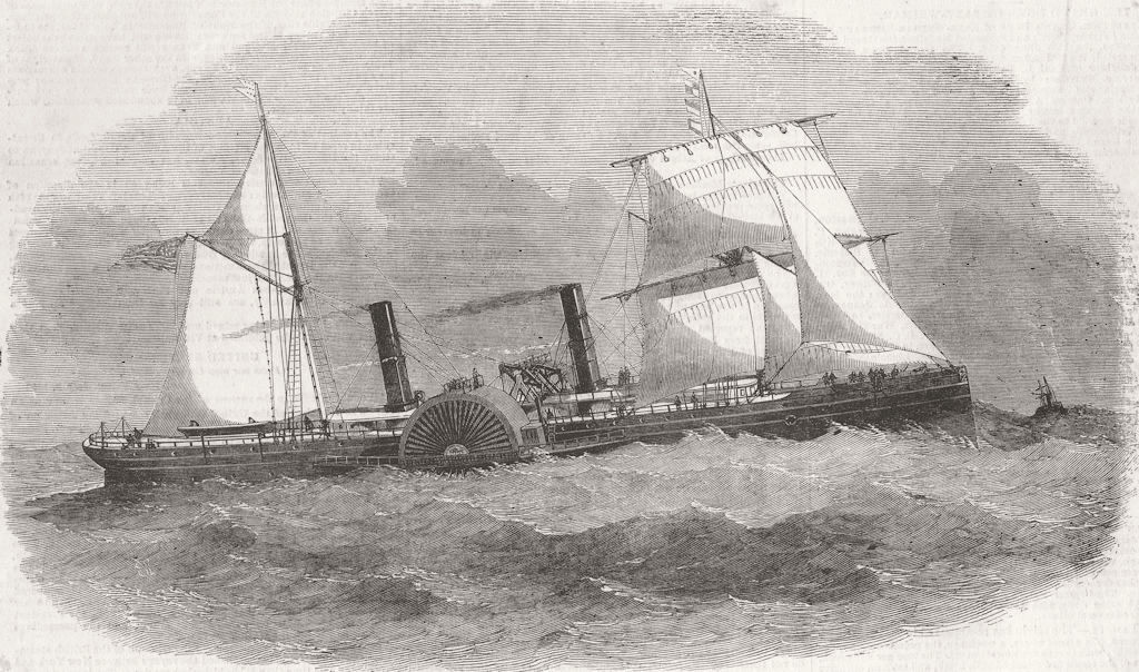 BOATS. Cdre Vanderbildt's steam-yacht, North star 1853 old antique print