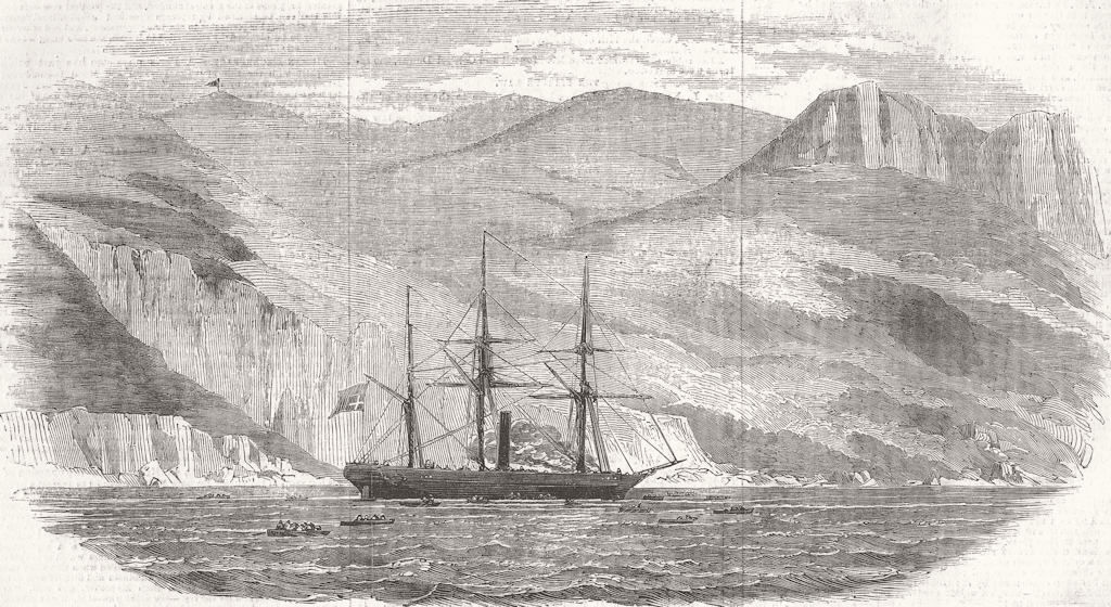 UKRAINE. Balaklava. iron Ship Manilla ablaze 1855 old antique print picture