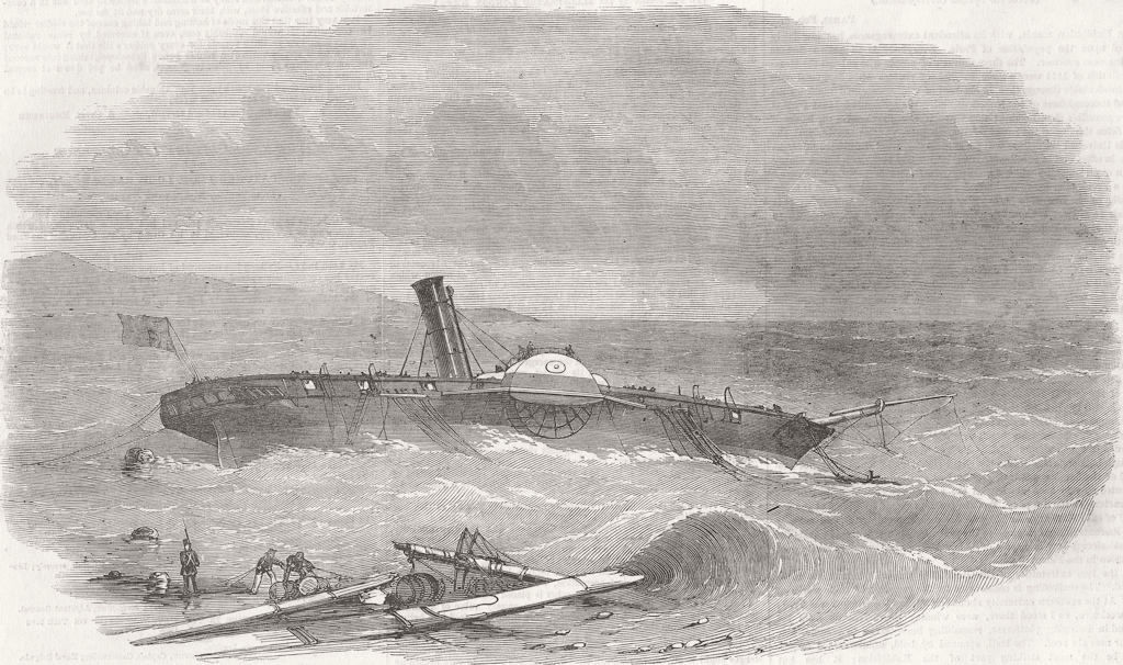 GIBRALTAR. Wreck of steam-sloop Hecla  1855 old antique vintage print picture