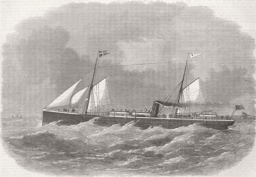 HULL. Ship Orlando, for passenger traffic to Sweden 1870 old antique print