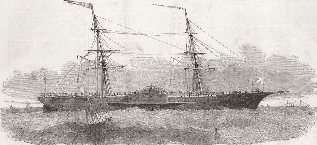 BOATS. The Caloric Ship Ericsson 1853 old antique vintage print picture