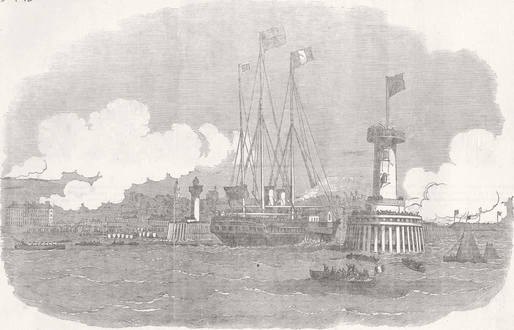 FRANCE. Queen's Yacht, Boulogne Harbour 1855 old antique vintage print picture