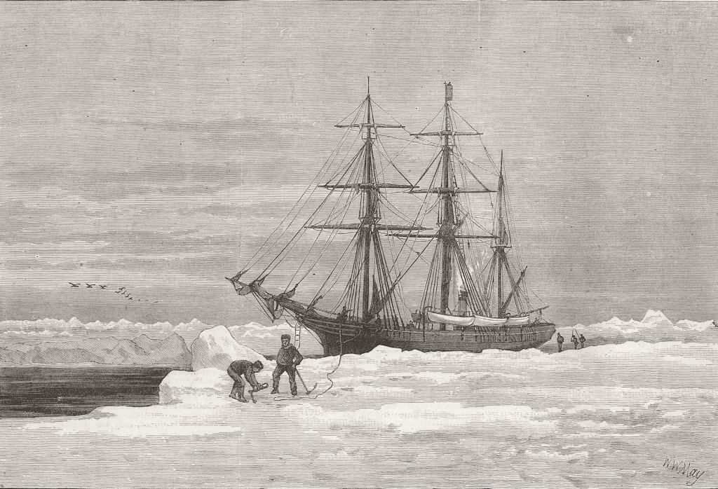 ARCTIC. Exploration. Eira, Leigh Smith's yacht 1882 old antique print picture