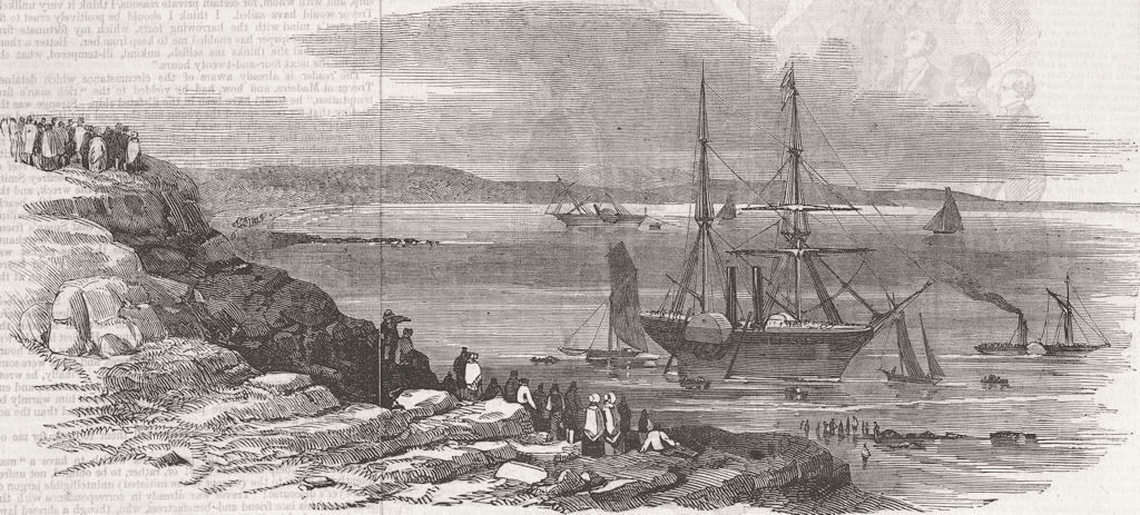 COWES. Pottinger & Cyclops stranded, Thorness Bay 1846 old antique print