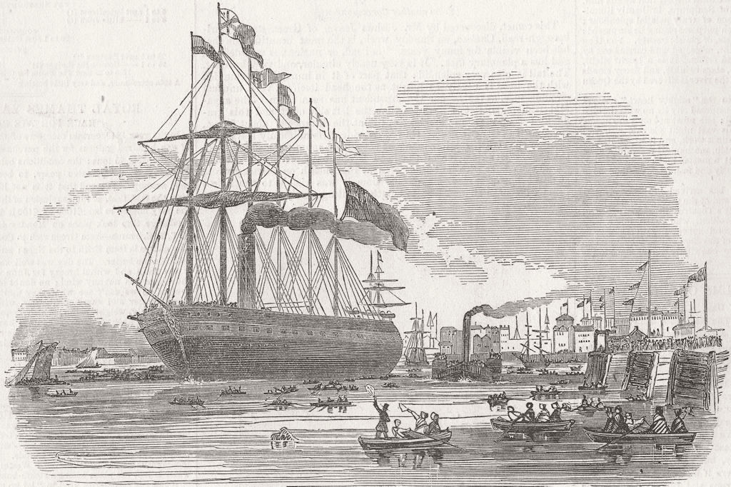 LONDON. Gt Britain Ship, Blackwall 1845 old antique vintage print picture