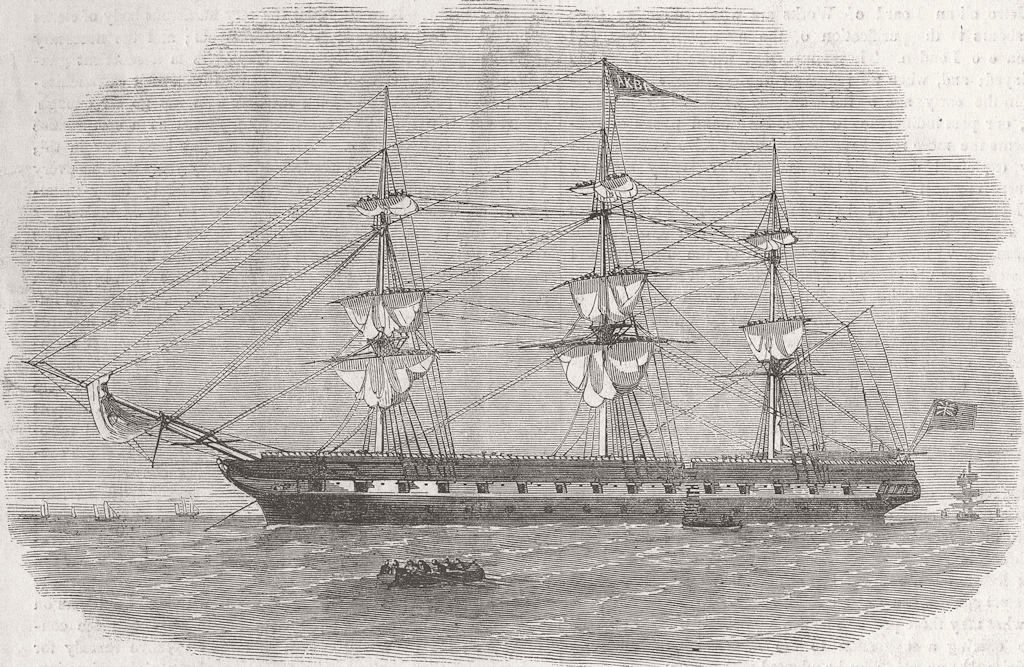 LIVERPOOL. school ship Akbar, for young offenders 1856 old antique print
