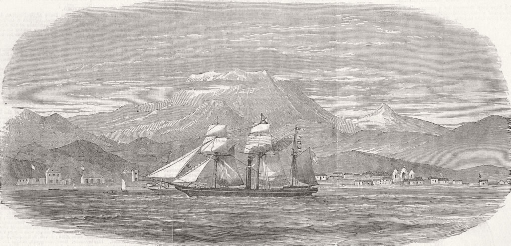TURKEY. Porto Grande, St Vincent-Bosphorus ship 1851 old antique print picture