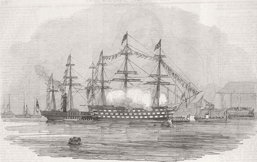 Associate Product PORTSMOUTH. Ibrahim Pacha landing, -Victory saluting 1846 old antique print