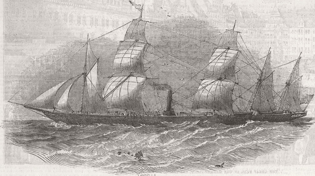 BOATS. Gt West Ship, newly rigged 1846 old antique vintage print picture