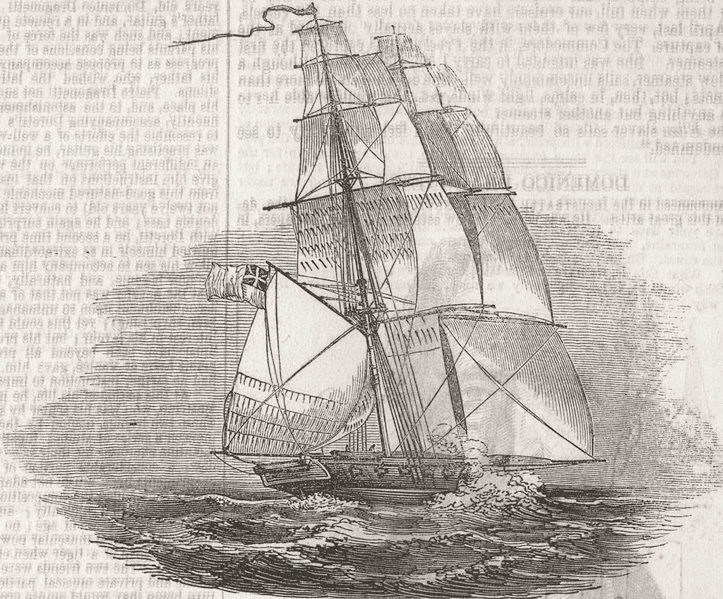 SHIPS. The Flying Fish under all sail 1846 old antique vintage print picture