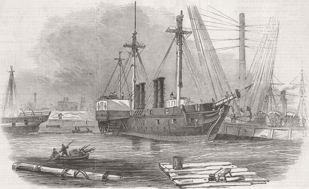 LONDON. Woolwich docks. Terrible, war-ship, Basin  1846 old antique print