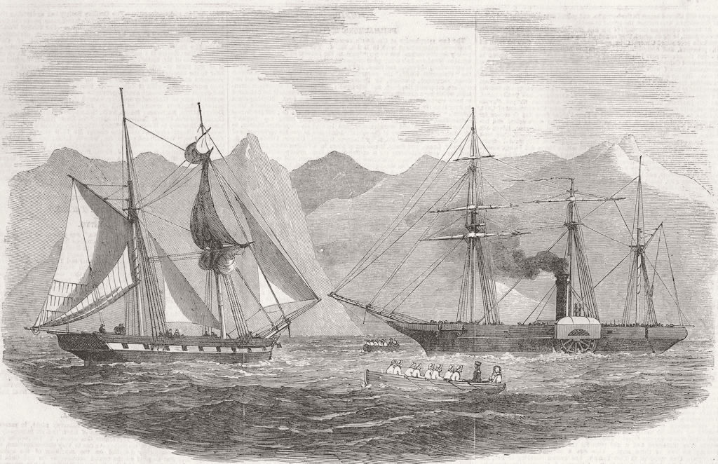 CHILE. Capturing pirate ship, Magellan strait 1852 old antique print picture