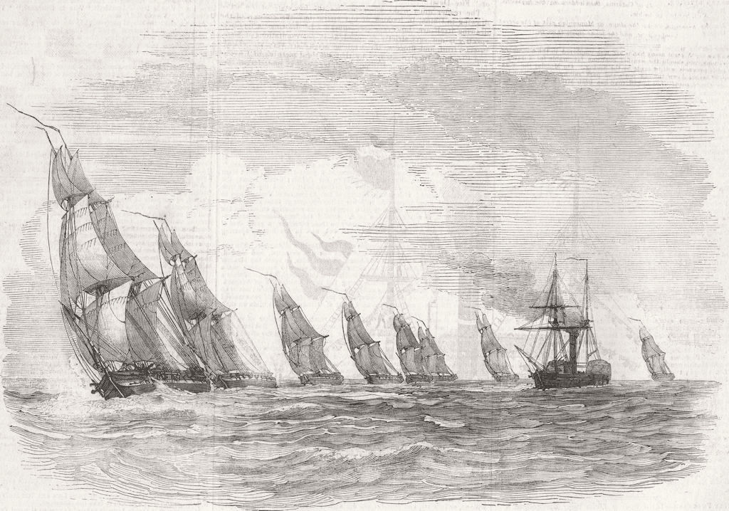 MILITARIA. Experimental Brig fleet 1844 old antique vintage print picture