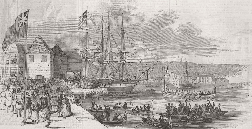 ISLE OF WIGHT. Queen landing, Cowes  1844 old antique vintage print picture