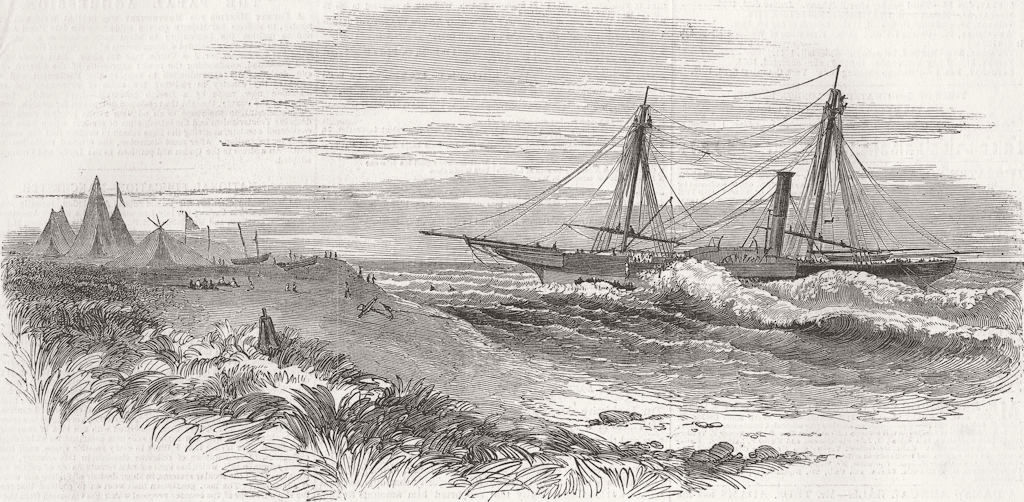 LIBERIA. Ship Flamer, South-West of Monrovia 1851 old antique print picture