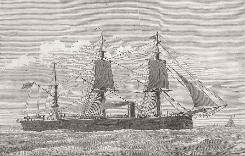 IRELAND. HMS Vanguard sunk, Irish coast 1875 old antique vintage print picture
