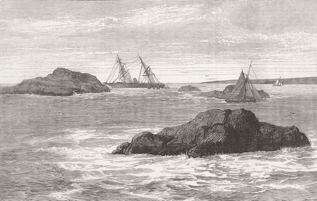 FRANCE. Wreck of Boyne, Molene, Brest 1853 old antique vintage print picture