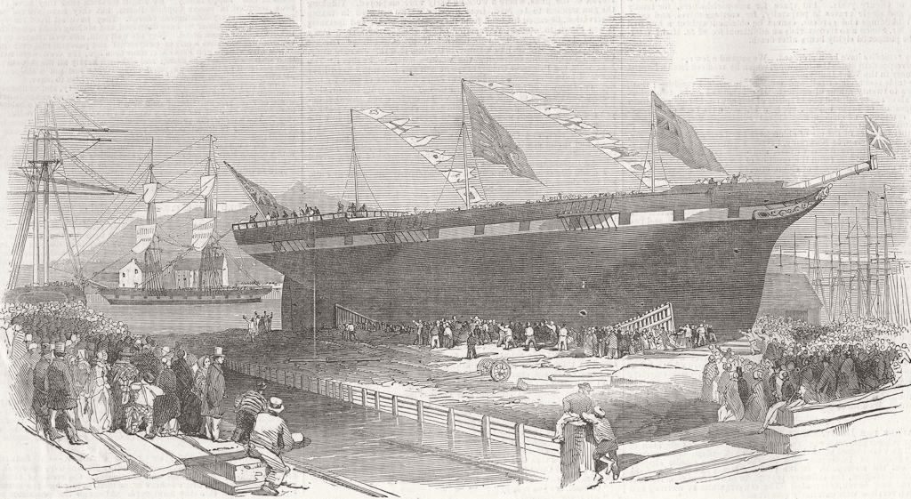 SCOTLAND. Launch. contest clipper, Ardrossan 1853 old antique print picture
