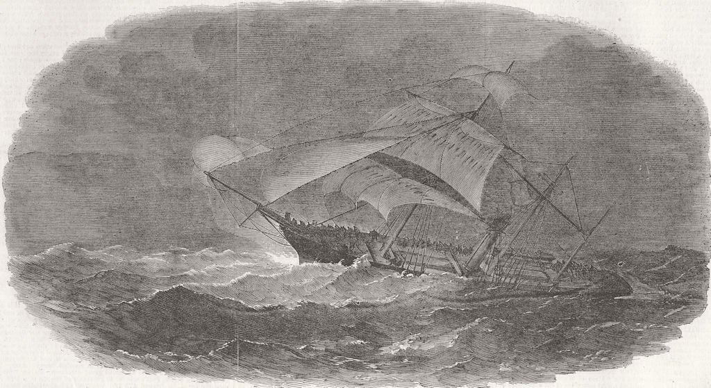 TUNG-YIN TAO. Wreck of Larriston ship, China Seas 1853 old antique print