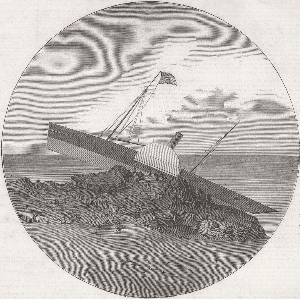 Associate Product CHANNEL ISLES. Wreck of Superb, '' from Jersey 1850 old antique print picture