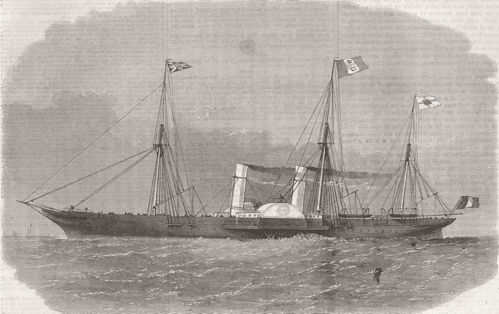 SHIPS. Royal Italian Ship Esploratore 1863 old antique vintage print picture