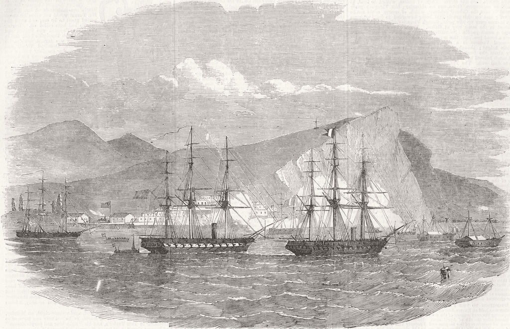 PERU. Arica, attacked by fleet of General Viranco 1857 old antique print