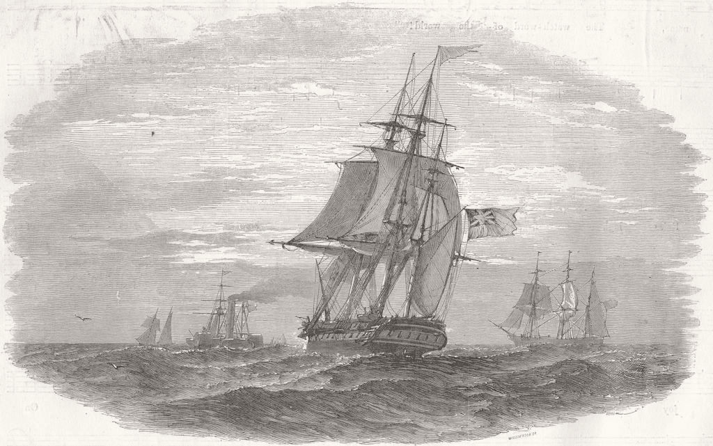SHIPS. [No caption] 1854 old antique vintage print picture