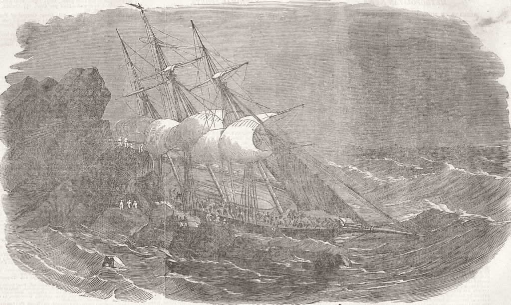IRELAND. Tayleur Australian shipwreck, Lambay Island 1854 old antique print